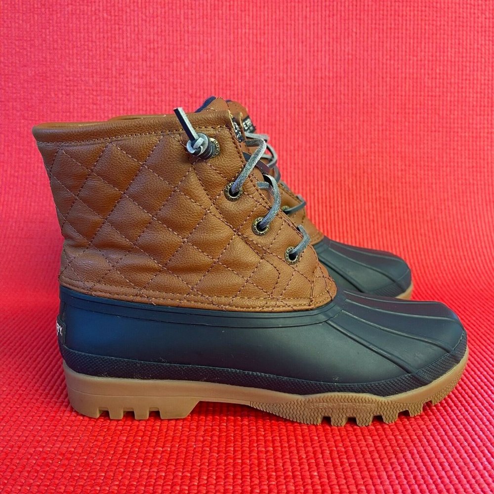 Sperry Top Sider Womens STS96104 Leather Black Brown Winter Duck Boots Size US 6